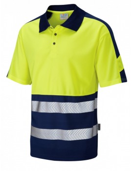 Leo Watersmeet dual colour Coolviz plus polo shirt yellow/navy High Visibility